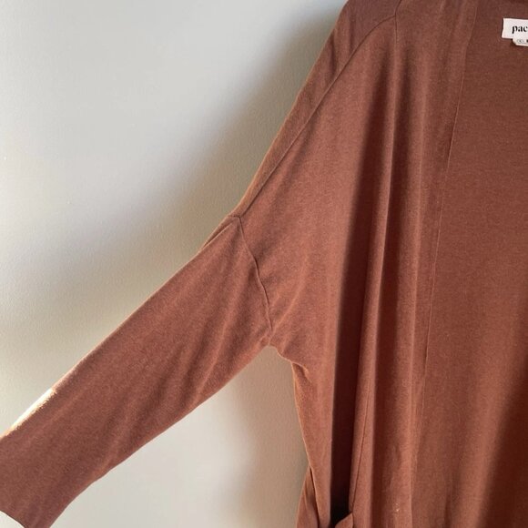 Pact Burnt Orange Open Front Airplane Cardigan 100% Organic Cotton - Picture 5 of 8